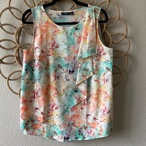 Apt. 9 Multicolor Floral Ruffle Sleeveless Top